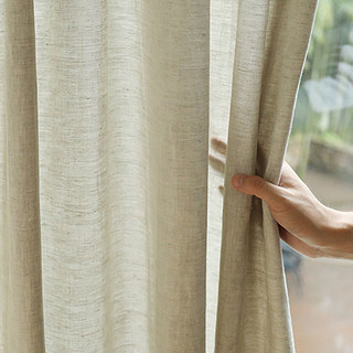 Provencal Style 100% Pure Flax Linen Oatmeal Heavy Semi Sheer Curtain 4