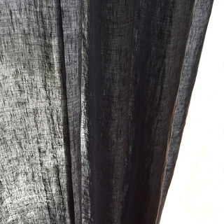 Provencal Style Pure Flax Linen Dark Charcoal Gray Heavy Semi Sheer Curtain 5