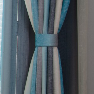 Sea Breeze Cocktail Rock Gray and Beach Blue Striped Curtain