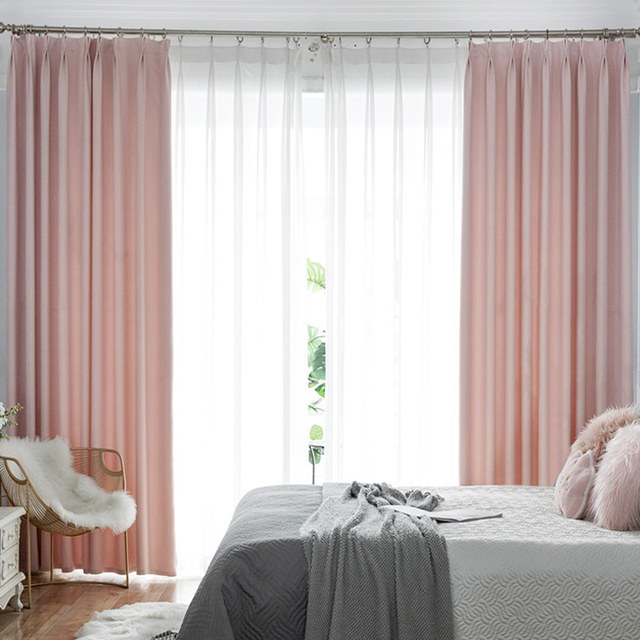 Simple Pleasures Prairie Grain Textured Striped Pastel Pink Blackout Curtains 1