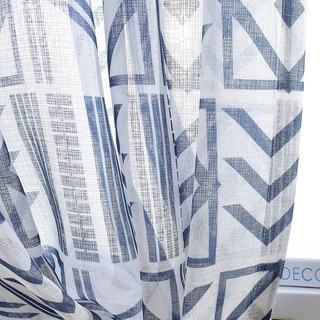 The City Sketch Blue Modern Geometric Sheer Curtain 7