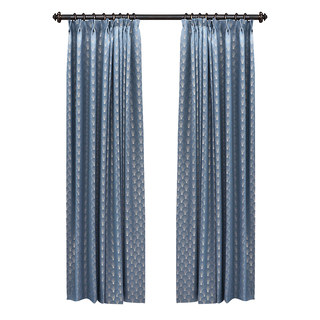 The Roaring Twenties Luxury Art Deco Shell Patterned Aqua Blue & Silver Curtain Drapes 3
