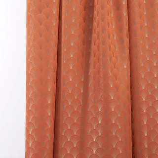 The Roaring Twenties Luxury Art Deco Shell Patterned Orange & Silver Curtain Drapes 2