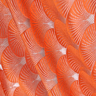 The Roaring Twenties Luxury Art Deco Shell Patterned Orange & Silver Curtain Drapes 6