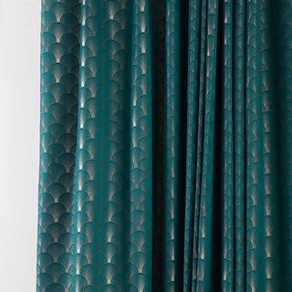 The Roaring Twenties Luxury Art Deco Shell Patterned Teal & Silver Geometric Curtain 7