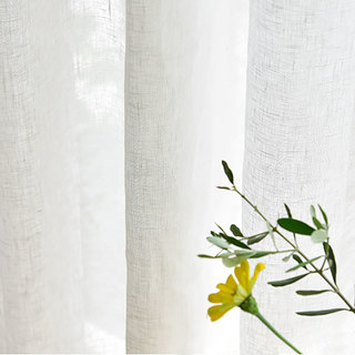 Zen Garden Pure Flax Linen Ivory White Sheer Curtain