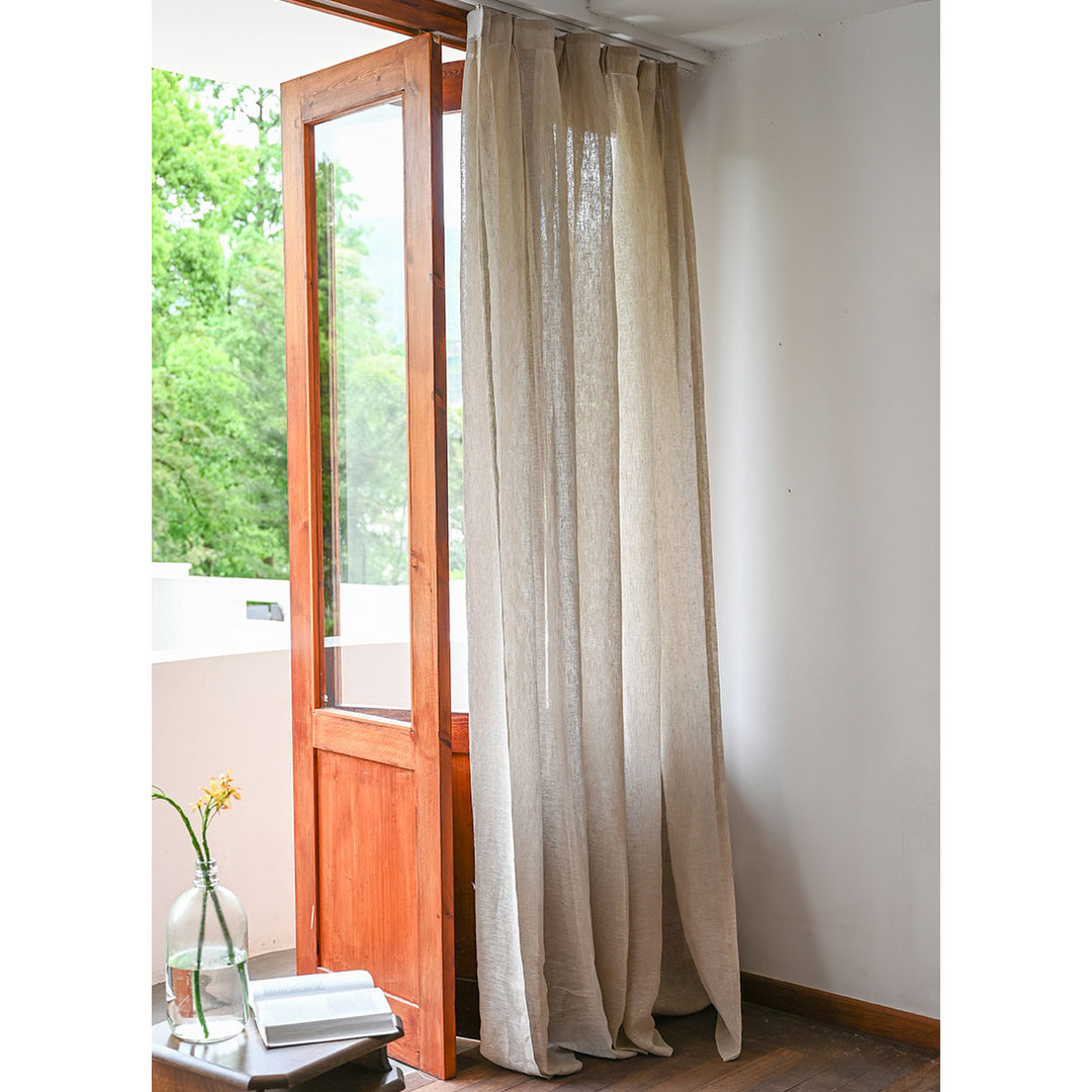 Zen Garden Pure Flax Linen Natural Color Sheer Curtain