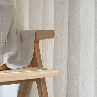 Zen Weave Oatmeal Cream Open Grid Sheer Curtain 4