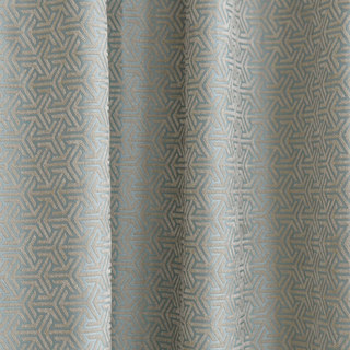 Art Deco Geometric Arrow Patterned Mint and Cream Chenille Blackout Curtain Drapes 6