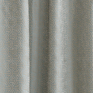 Art Deco Geometric Arrow Patterned Mint and Cream Chenille Blackout Curtain Drapes 6