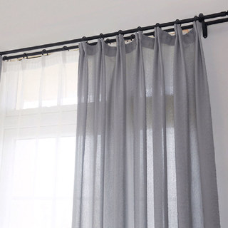 Funkier Gray Crushed Sheer Curtain With Bold Stripes 8