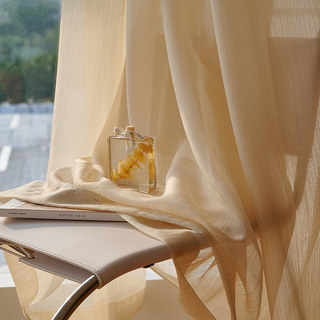 Paris Cascade Shimmering Striped Champagne Sheer Curtain