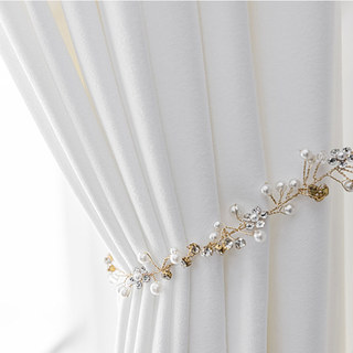 Premium Pearl White Velvet Curtain Drapes 4