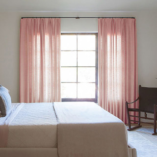 Tuscan Sun Coral Dusky Pink Textured Translucent Lightweight Curtain
