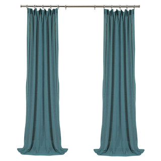 Tuscan Sun Sea Blue Textured Striped Heavy Semi Sheer Curtain 11
