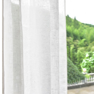 Zen Garden Pure Flax Linen Ivory White Sheer Curtain 5