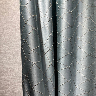 Capriccio Luxury 3D Jacquard Geometric Duck Egg Blue Curtain Drapes 2