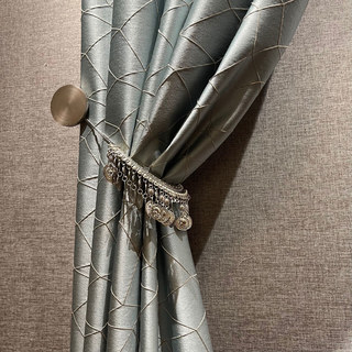 Capriccio Luxury 3D Jacquard Geometric Duck Egg Blue Curtain Drapes 3