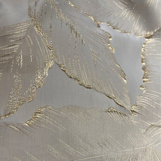 Paradise Luxury 3D Jacquard Tropical Leaves Mocha Curtain with Gold Details 7