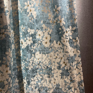 Spring Spirit Blue & White Floral Curtain with Gold Glitter 5