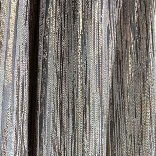 Sunbeam Glistening Subtle Textured Striped Gold & Gray Curtain Drapes 8