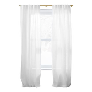 Touch A Harp Silky White Chiffon Striped Sheer Curtain