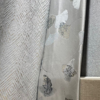 Enchanted Luxury Jacquard Geometric Silvery Gray Curtain with Gold Details 2