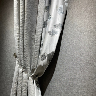 Enchanted Luxury Jacquard Geometric Silvery Gray Curtain with Gold Details 4