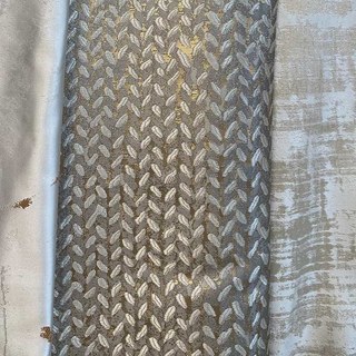 Field of Gold Jacquard Grain Patterned Mocha Curtain with Gold Details 3