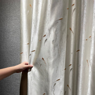 Koi Pond Jacquard Abstract Cream Light Gold Curtain