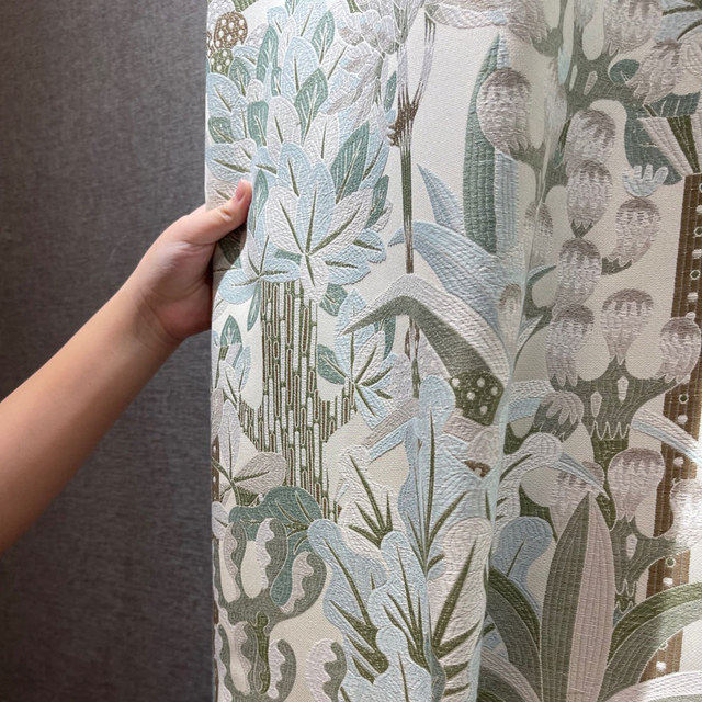 Sherwood Forest Pastel Jacquard Floral Curtain Drapes 1