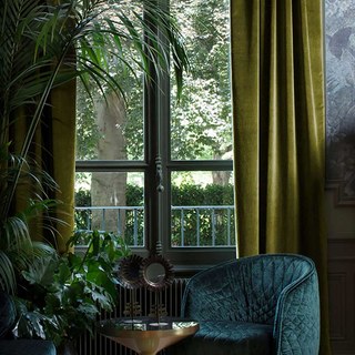 Exquisite Matte Luxury Olive Green Chenille Curtain Drapes 2