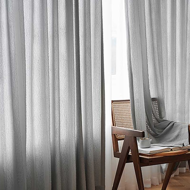 Funkier Gray Crushed Sheer Curtain With Bold Stripes 1