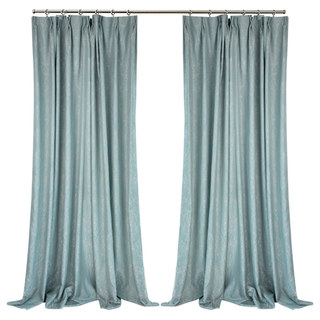 New Classics Luxury Damask Jacquard Turquoise Blue Curtain Drapes 5
