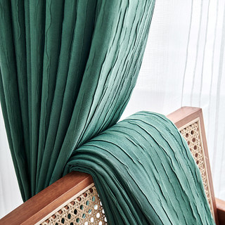 The Crush Dark Green Crushed Striped Blackout Curtain Drapes 4