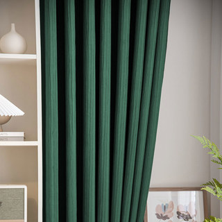 The Crush Dark Green Crushed Striped Blackout Curtain Drapes 2