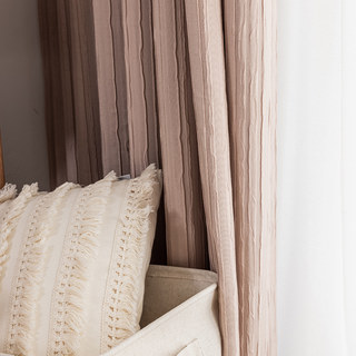The Crush Dusky Pink Crushed Striped Blackout Curtain Drapes 2