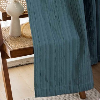 The Crush Navy Blue Crushed Striped Blackout Curtain Drapes 4