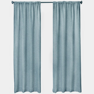 Tuscan Sun Sea Blue Textured Striped Heavy Semi Sheer Curtain 6