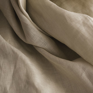 Wabi Sabi Pure Flax Linen Mocha Light Brown Heavy Semi Sheer Curtain