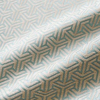 Art Deco Geometric Arrow Patterned Mint and Cream Chenille Blackout Curtain Drapes 1