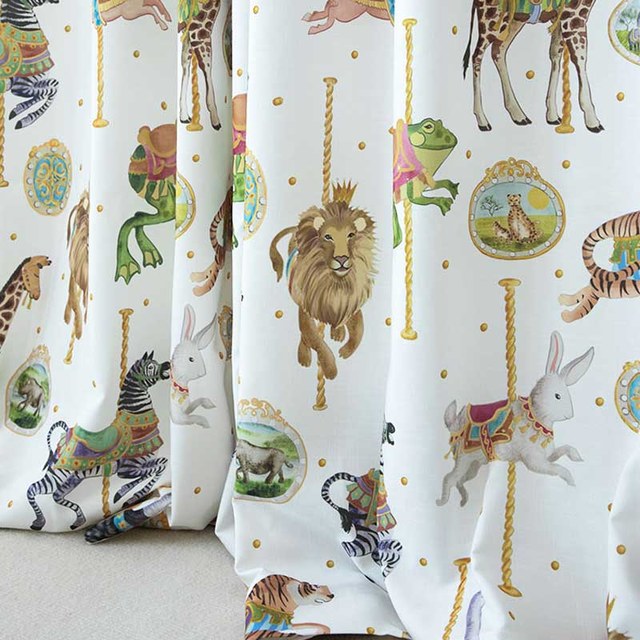 Merry Go Round Carousel Animal Print Curtain