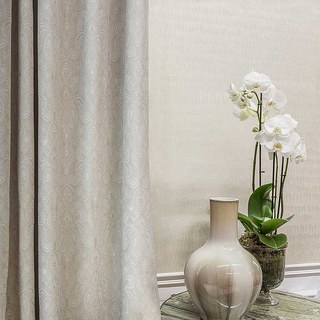 New Classics Luxury Damask Jacquard Cream Curtain Drapes