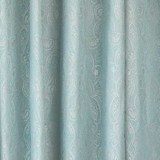 New Classics Luxury Damask Jacquard Turquoise Blue Curtain Drapes 4