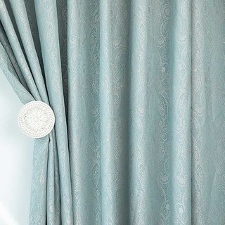 New Classics Luxury Damask Jacquard Turquoise Blue Curtain Drapes 2