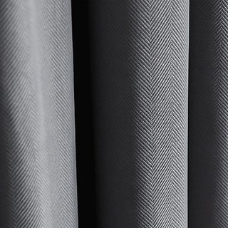 Sunnyvale Herringbone Ash Grey Textured Velvet Blackout Curtain 2