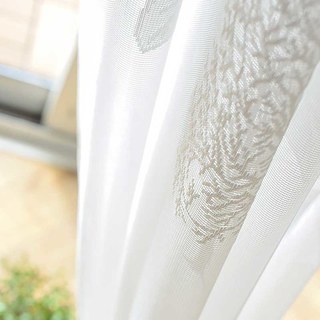 Woodland Walk White Tree And Leaf Jacquard Sheer Lace Curtains 2