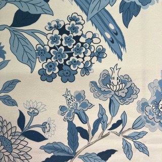 Birds & Blossoms Chinoiserie Blue Floral Velvet Curtain 4