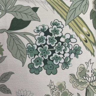Birds & Blossoms Chinoiserie Olive Green Floral Velvet Curtain 3