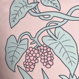Botanica Blush Pink Striped Floral Velvet Curtain 3